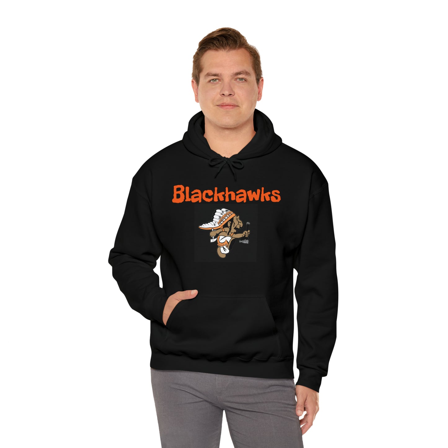 Grafton Blackhawk Throwback Unisex Heavy Blend™ Hooded Sweatshirt  Wisconsin